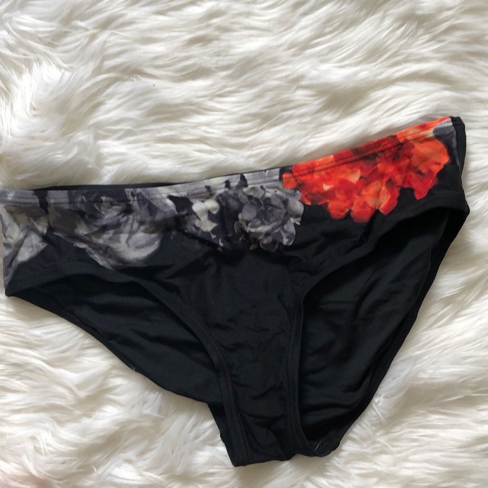 Black Floral Accent Bikini Bottoms - Women's Swim